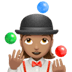 🤹🏽‍♀️ woman juggling: medium skin tone display on Apple